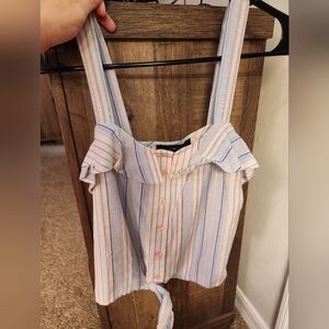 Striped Sleeveless Button-Up Top Small